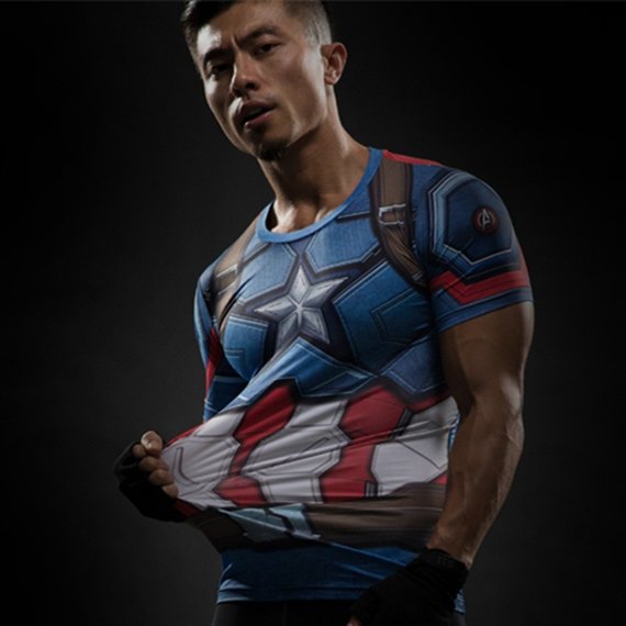 dri fit short sleeve captain america workout clothes