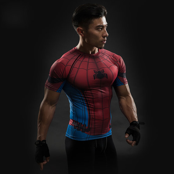 short sleeve dri fit homecoming spiderman compression shirt