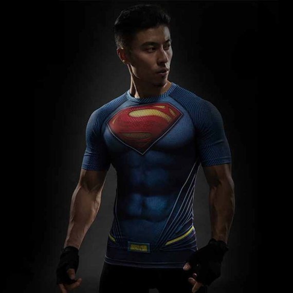 short sleeve dri fit superman shirt costume