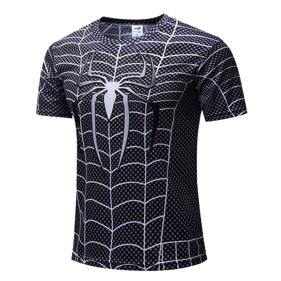 short sleeve Black spiderman costume shirt