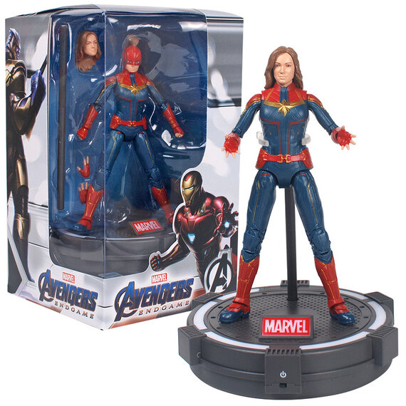 7-inch Captain Marvel Superhero Action Figure Toy ,PVC,include Luminous base and cool gift box