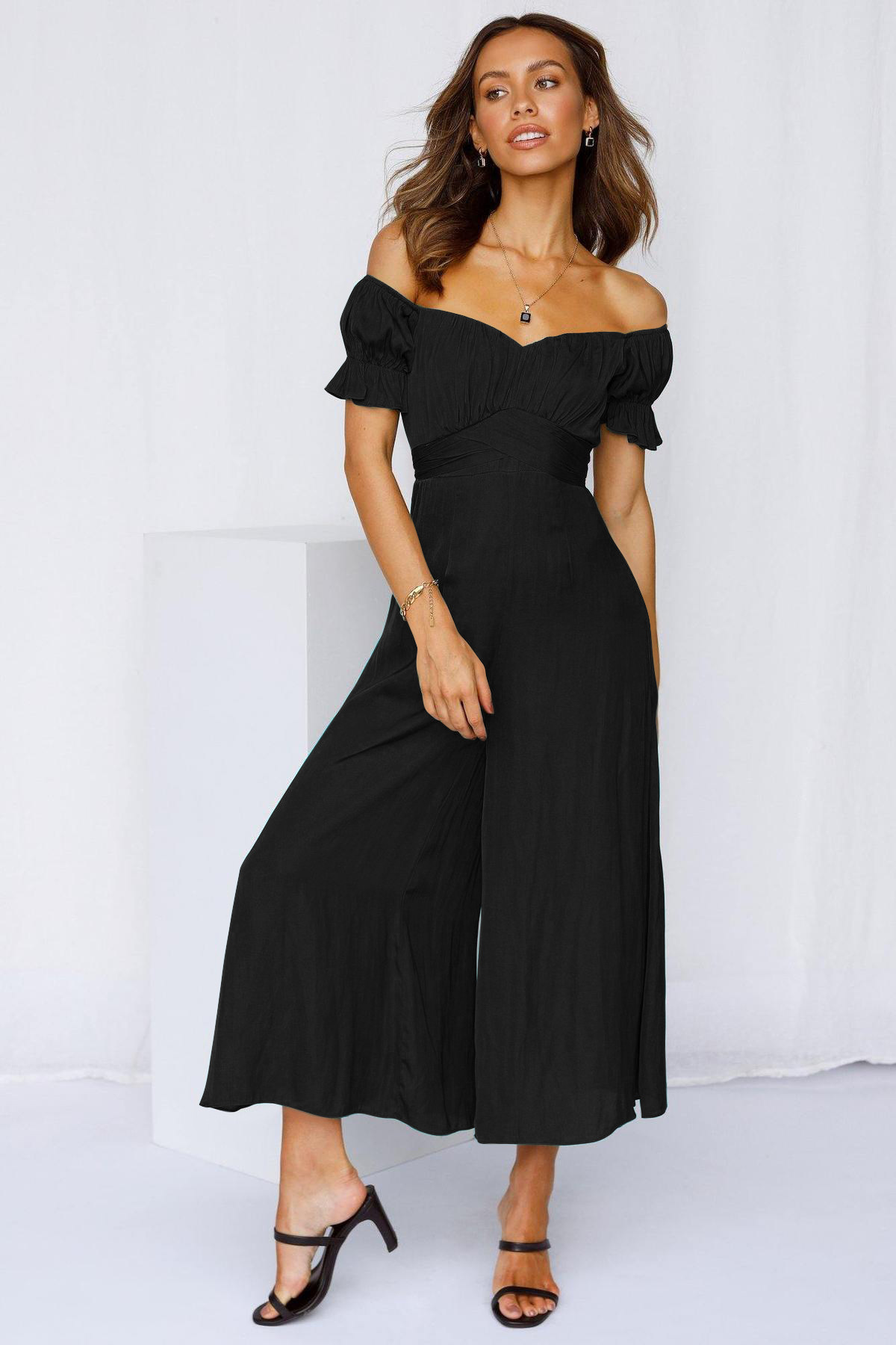 Women's Casual Off Shoulder Jumpsuit Black