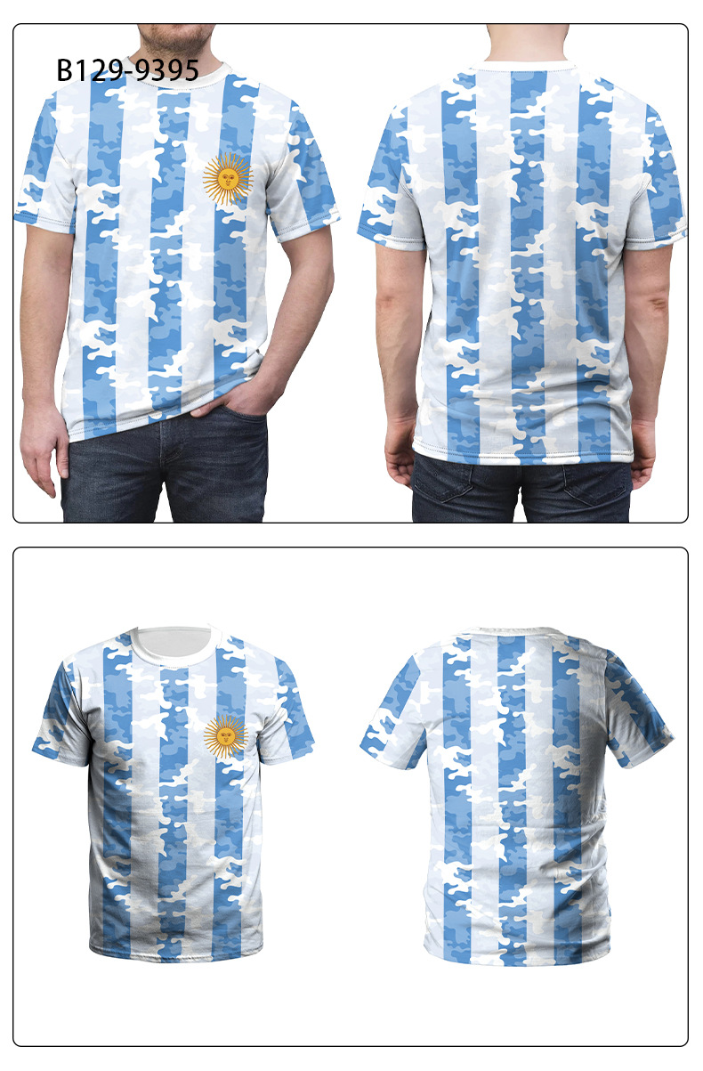 Argentina Nation Flag Printed Tee Shirt