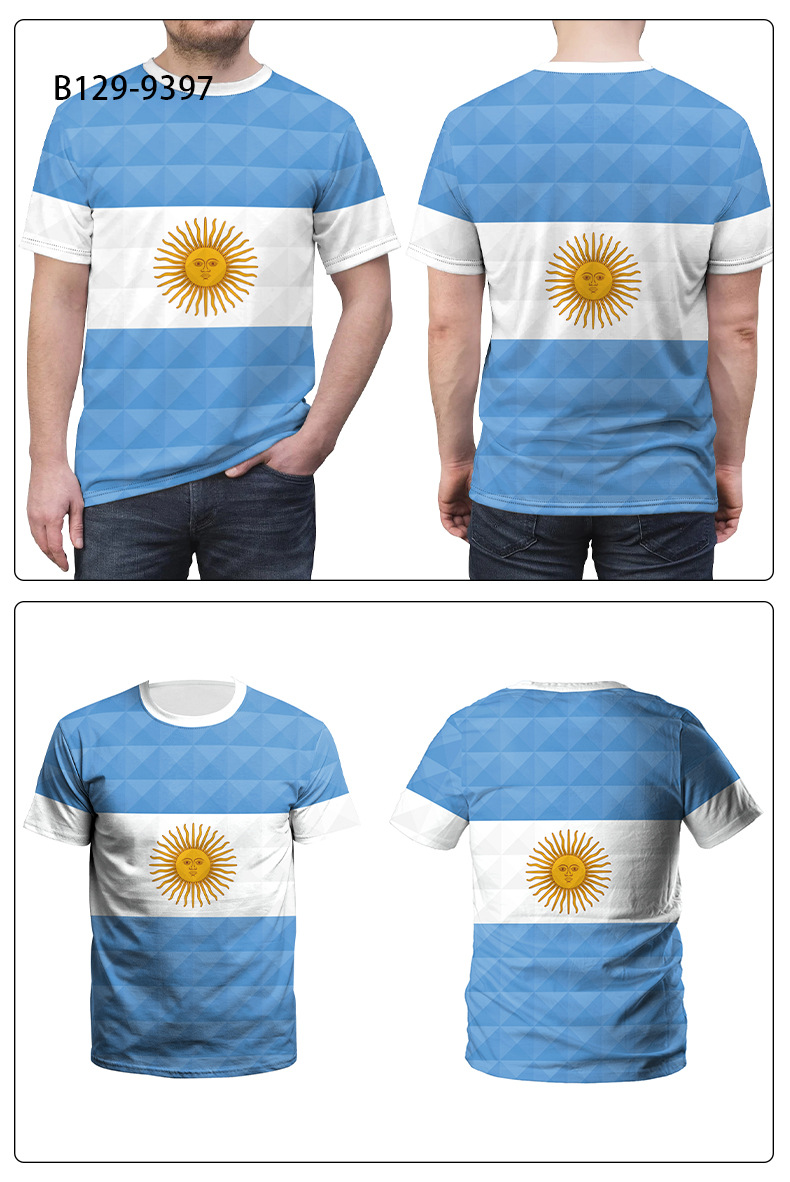 Cool Patriotic Argentina National Flag Graphic Tee Shirt