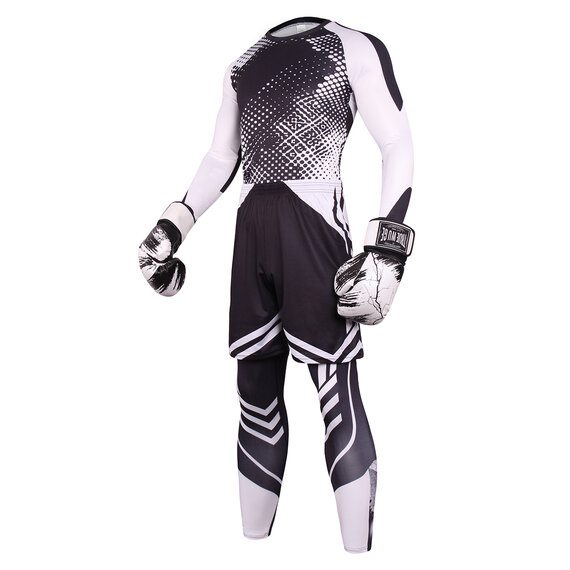 3 In 1 Mens black white Slim Stretch Fashion seamless yoga suit