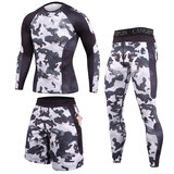 men's 3 Pieces skins running leggings / shorts / camouflage compression sport shirt