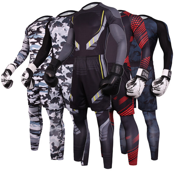 Men's 3 Pieces Tiktok Popular Tracksuit sets - best affordable leggings / shorts / slim fit long sleeve workout shirt