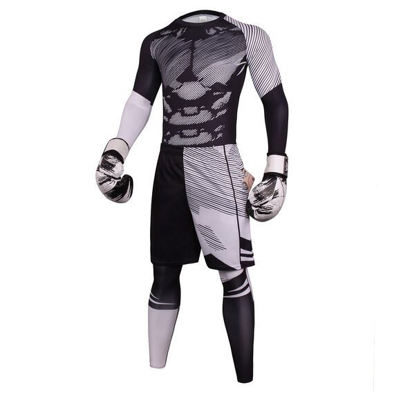 men's  3 Pieces Tiktok Popular Compression sportwear set - skin tight for running / shorts / long sleeve athletic shirt