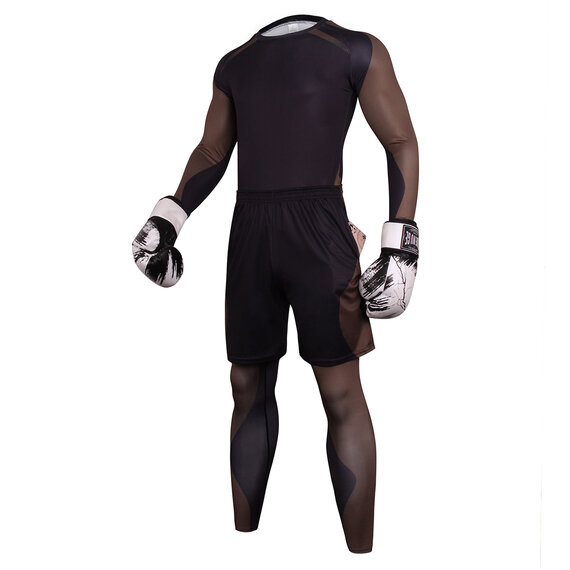 fashion men's activewear leggings black long sleeve running shirt and shorts