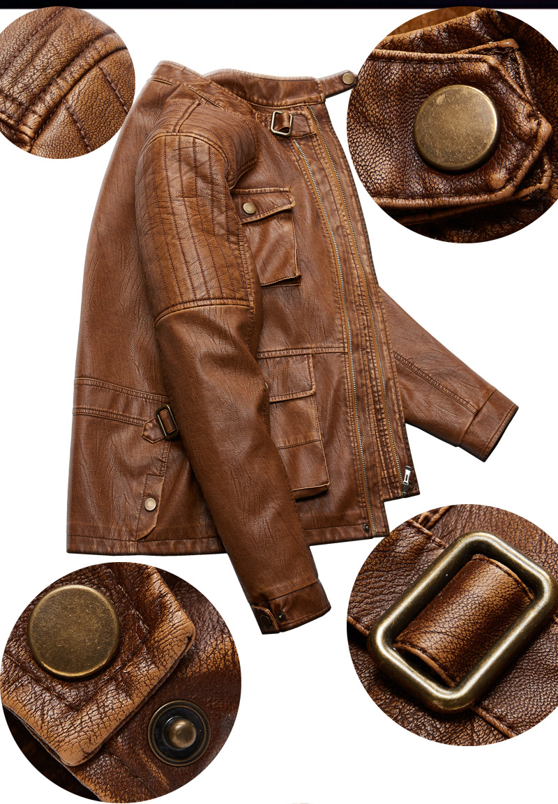 Hight Quality Men's Faux Leather Jacket Classic Motorcycle Jacket Casual Vintage Warm Winter Coat -product detail