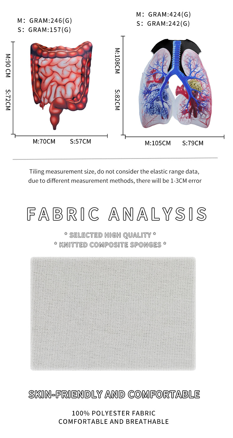 Human Organ Halloween Costume - size information