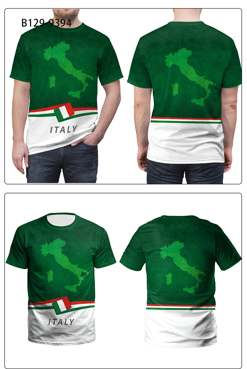 Italy National Flag Tee Shirt Short Sleeve