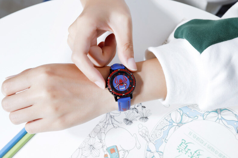Blue Spider-man Wrist Watch For Childrens,adjustable strap