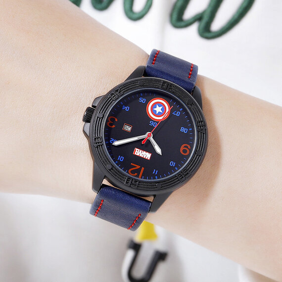 Blue Captain America Superhero Wrist Watch With Adjustable Strap