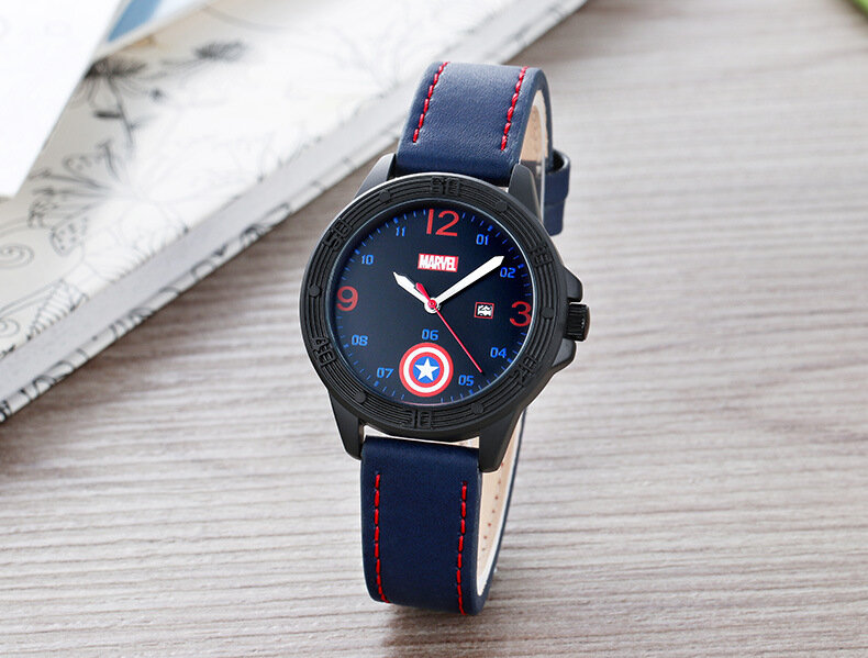 Blue Captain America Avenger Wrist Watch With Adjustable Strap