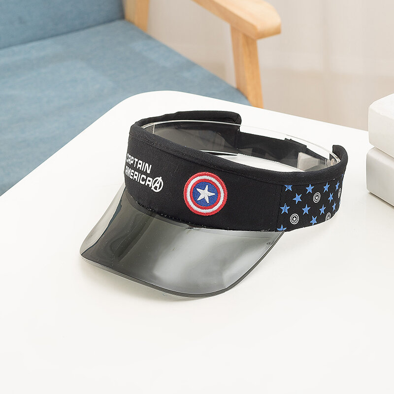 Black Captain America Wide Brim Sun Visor For Kids