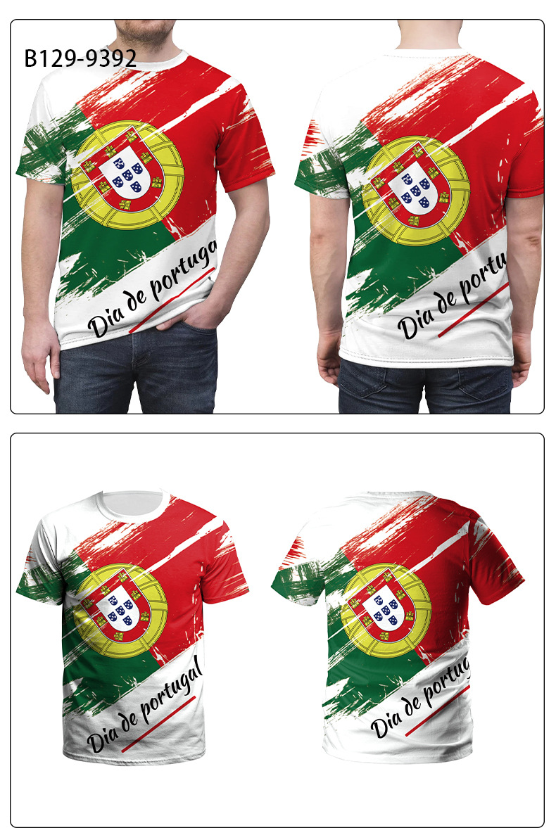 Portugal Nation Flag Tee Shirt Casual