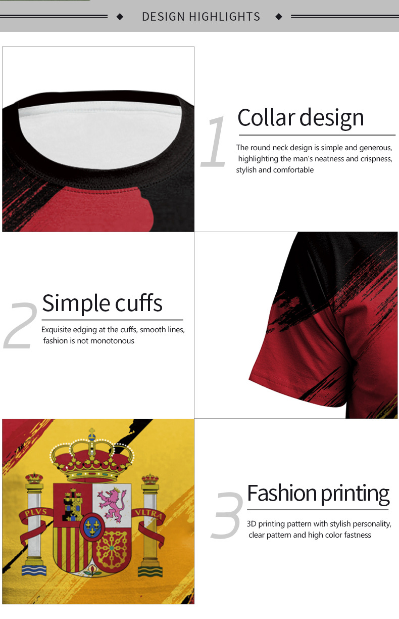 Spain Country Flag Print tee design detail
