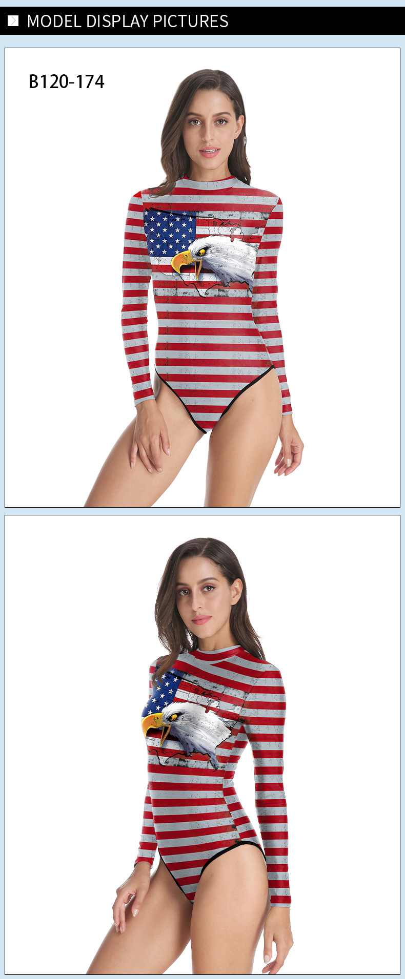 USA NATIONAL FLAG EAGLE SEXY SWIMMING WEAR FOR FEMALE - MODEL SHOW