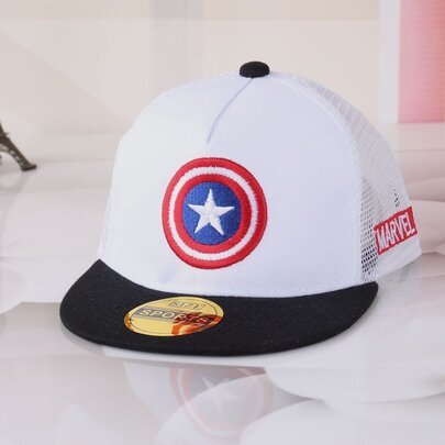 Children's White Captain America Shield Avengers Baseball Cap - Adjustable