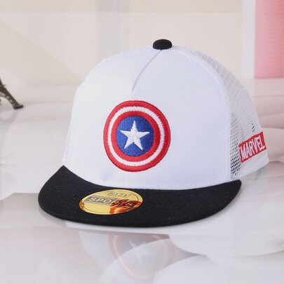 Children's White Captain America Shield Avengers Baseball Cap - Adjustable 