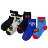 5 pairs dc comic superhero socks for children - 2 batman 1 superman 1 spiderman 1 captain america