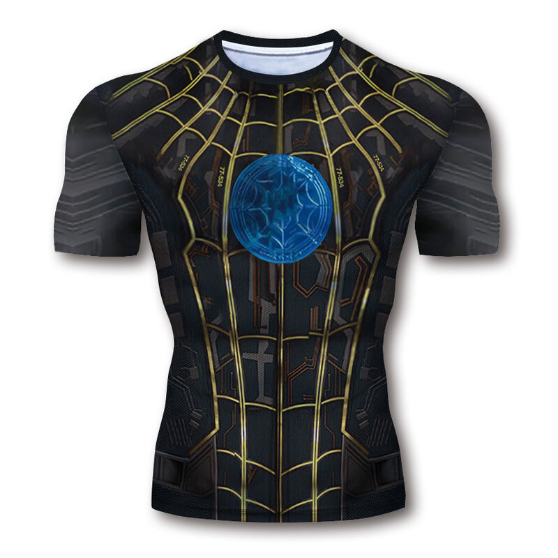 Marvel Spider-Man No Way Home Superhero compression gym shirt blue magic web 