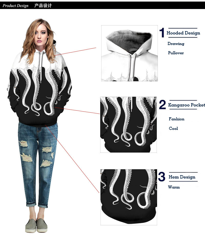 Cool 3d print design hoodie 