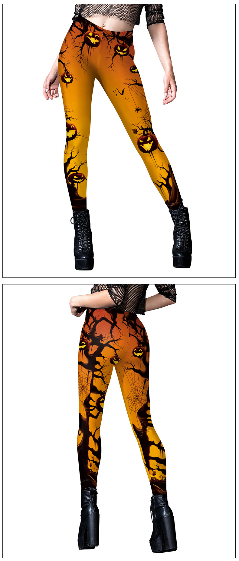 halloween pumpkin leggings for girls - model show