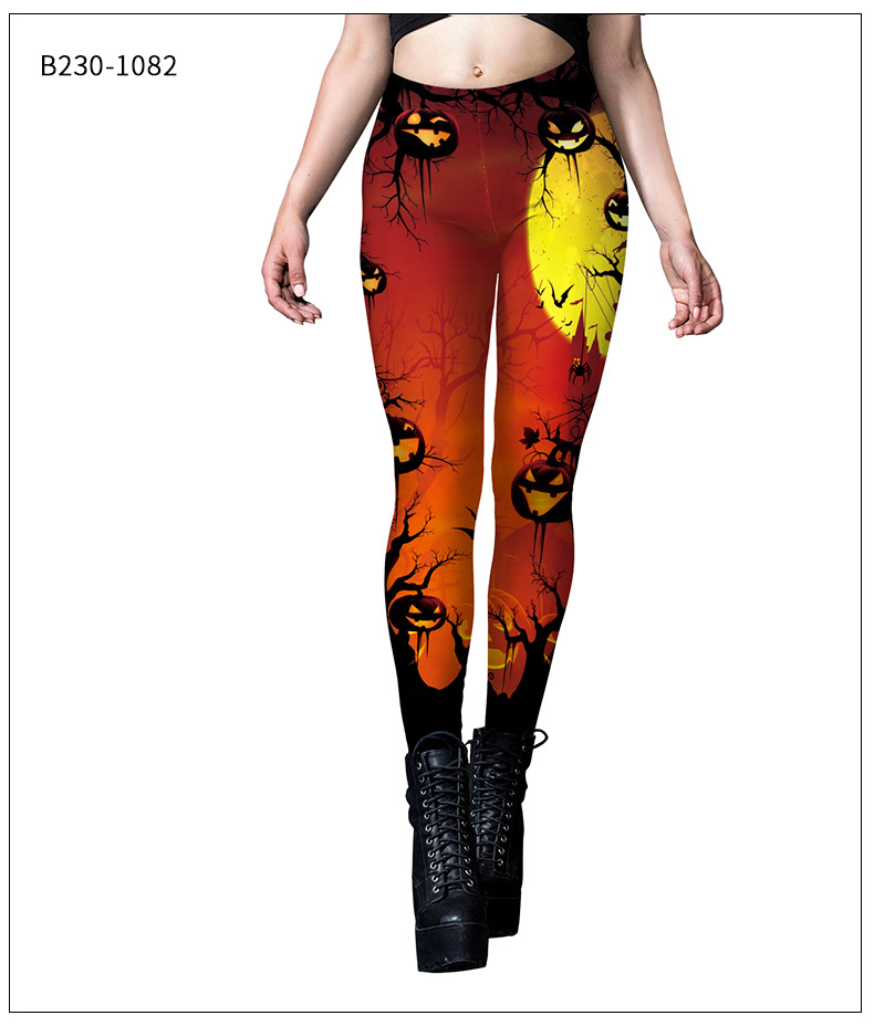 scary halloween pumpkin print leggings