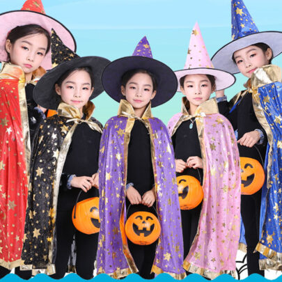 Kids Wizard Cape Witch Cloak With Hat 5 Colors Available