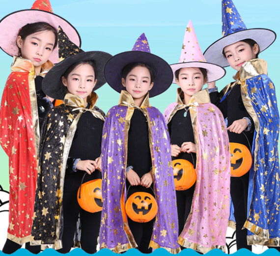 Kids Wizard Cape Witch Cloak With Hat 5 Colors Available