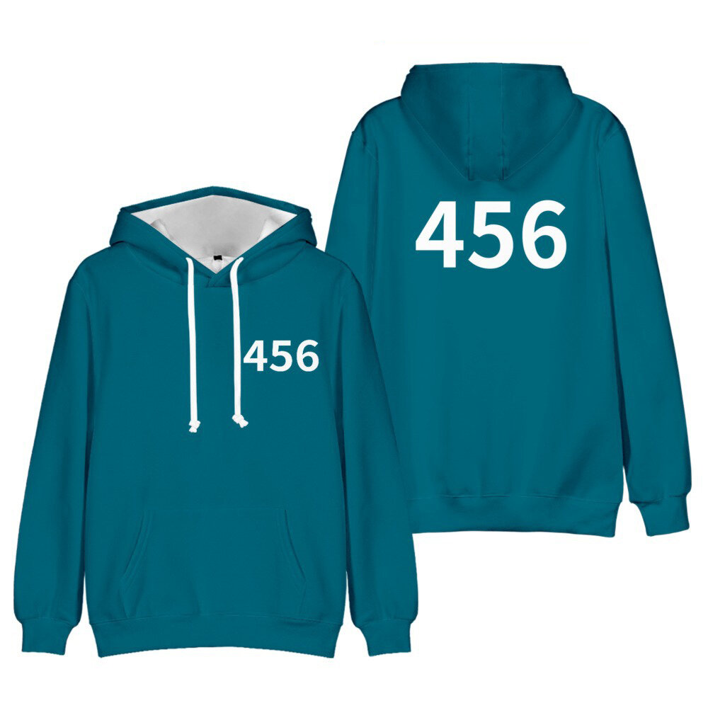 Netflix Squid Game Hoodie Blue Player Number 456 - PKAWAY