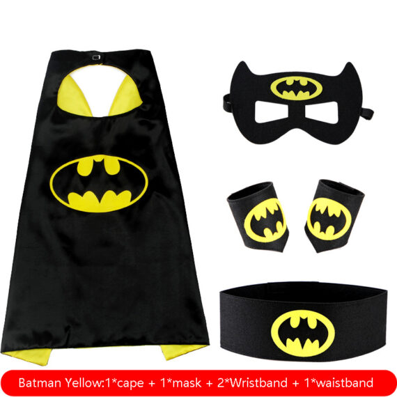 children's DC Comic Batman yellow cape mask set with wristbands waistband
