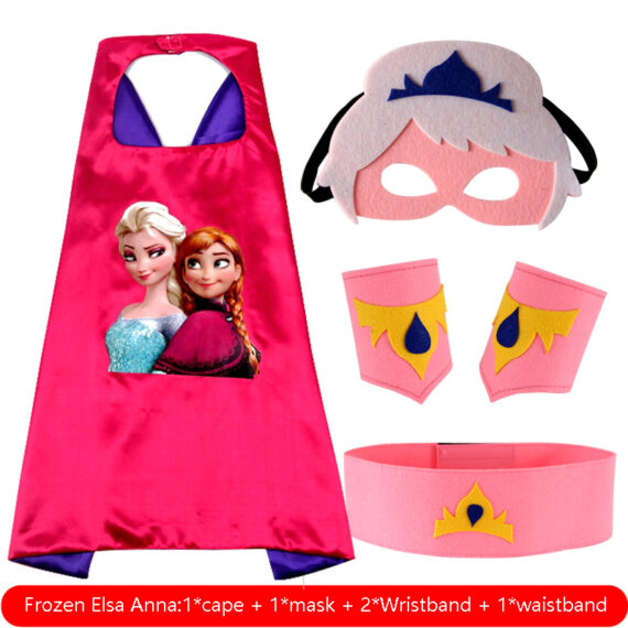 Frozen Elsa Anna cape and mask set for girls with wristbands & waistband