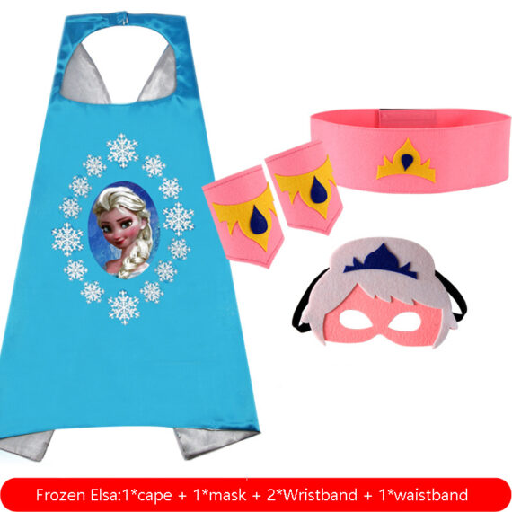 Frozen Elsa cape and mask set for girls with wristbands & waistband
