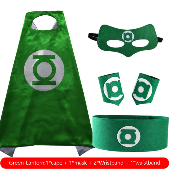 children Green Lantern cape and mask set with wristbands & waistband