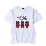 Cool Squid Game Letter Logo Front Man T Shirt White Crewneck Short Sleeve