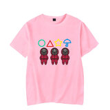 Cool Squid Game front man T Shirt for ladies Pink Crewneck Short Sleeve