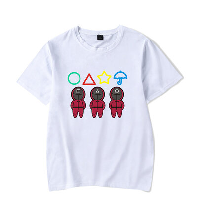 Cool Squid Game Front man T Shirt White Crewneck Short Sleeve