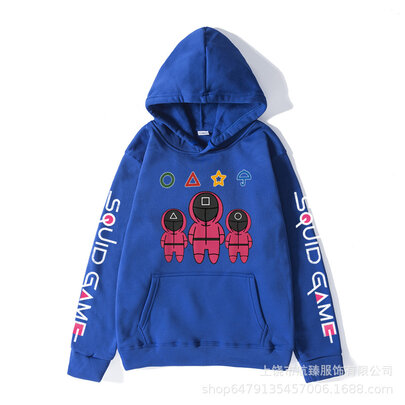 Cool Netflix Squid Game Print Hoodie For Lovers - Blue