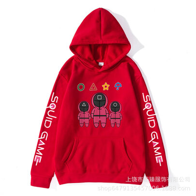 Cool Netflix Squid Game Print Hoodie For Lovers - Red