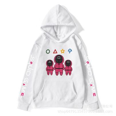 Cool Netflix Squid Game Print Hoodie For Lovers - White