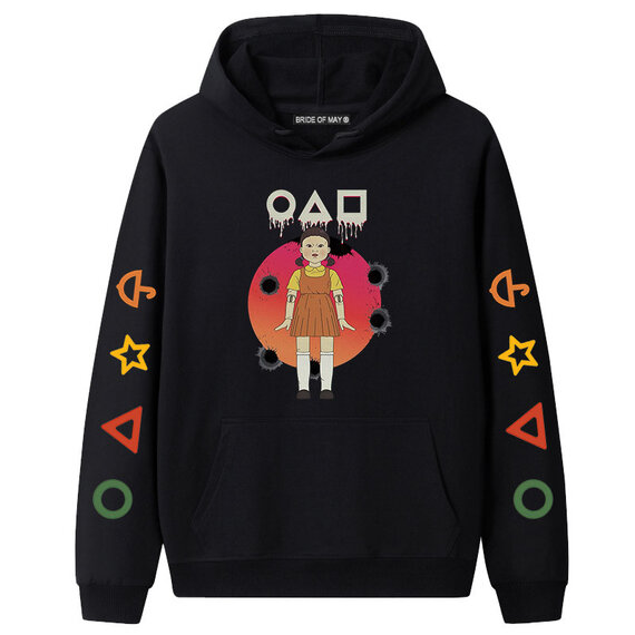 Cool Little Girl Doll Netflix Squid Game Hoodie - Black