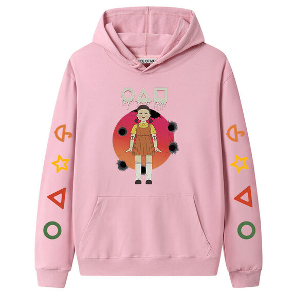 Cool Little Girl Doll Netflix Squid Game Hoodie - Pink
