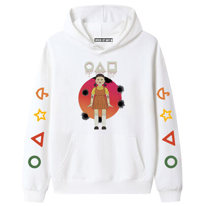 Cool Little Girl Doll Netflix Squid Game Hoodie - White