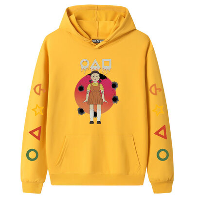 Cool Little Girl Doll Netflix Squid Game Hoodie - Yellow