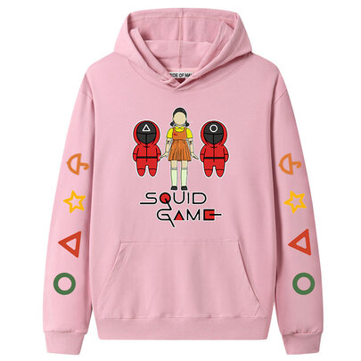Cool Little Girl Doll Front Man Netflix Squid Game Hoodie - Pink