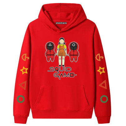 Cool Little Girl Doll Front Man Netflix Squid Game Hoodie - Red