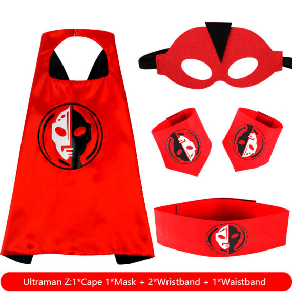 Japanese anime Ultraman Zett cape and mask set for kids with wristbands waistband